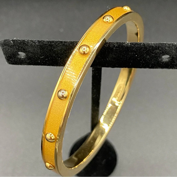 Coach 18K Gold Plated Studded Bangle Bracelet - Picture 12 of 12